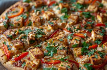 Savor Vegan Thai Pizza with Peanut Sauce Delight