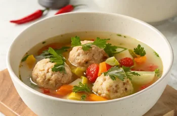 Tender Chicken Meatballs with Light Broth