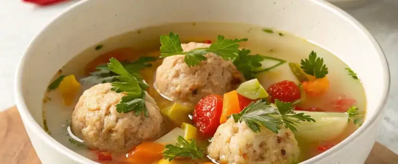 Tender Chicken Meatballs with Light Broth
